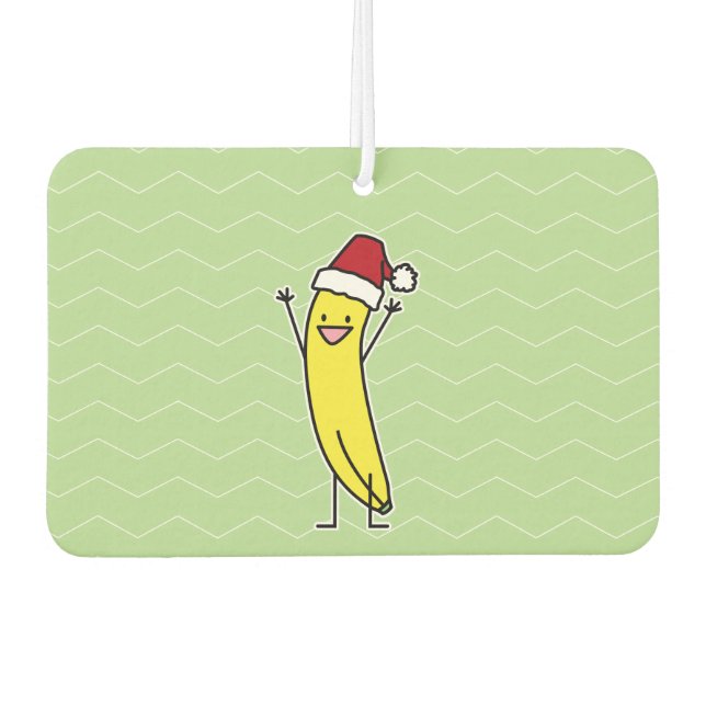 Banana Santa hat cheering Christmas holiday Car Air Freshener (Front)