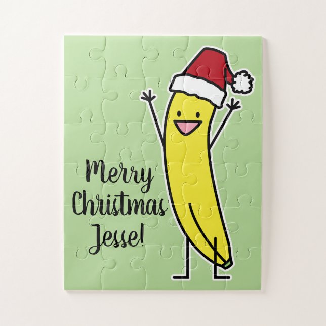 Banana Santa hat cheering Christmas holiday Jigsaw Puzzle (Vertical)