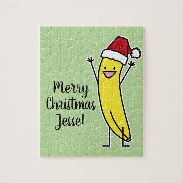 Banana Santa hat cheering Christmas holiday Jigsaw Puzzle (Vertical)