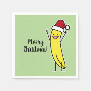Banana Santa hat cheering Christmas holiday Napkin