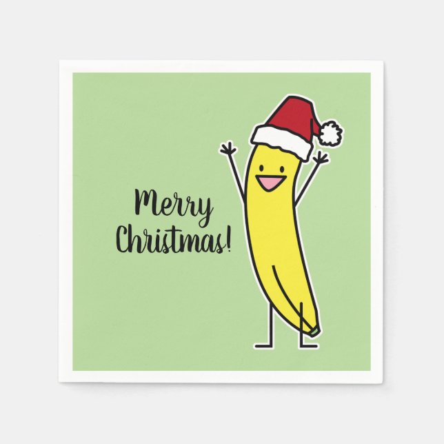 Banana Santa hat cheering Christmas holiday Napkin (Front)