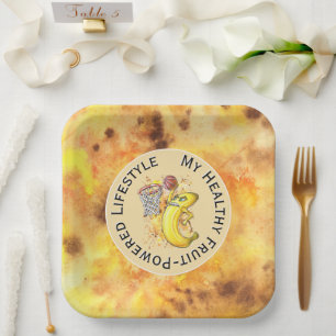 Banana Slam Dunk Fruitarian Power Sporty Vegan Art Paper Plate