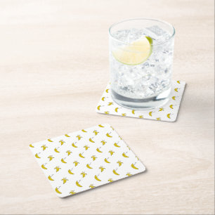 Banana Sleeping Lazy Fruit Lover Gifts ZZZ Sleep Square Paper Coaster
