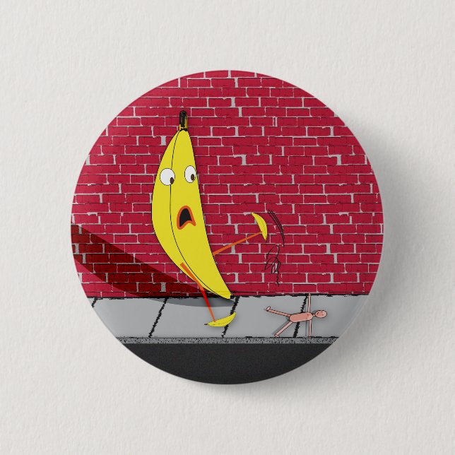 Banana Slipping on a Person Button (Front)