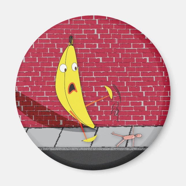 Banana Slipping on a Person Magnet (Front)