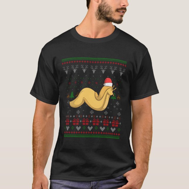 Banana Slug Santa Claus Ugly Pattern T-Shirt (Front)