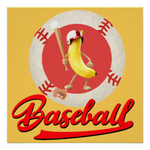 Banana Slugger Funny Baseball Custom Graphic  Poster
