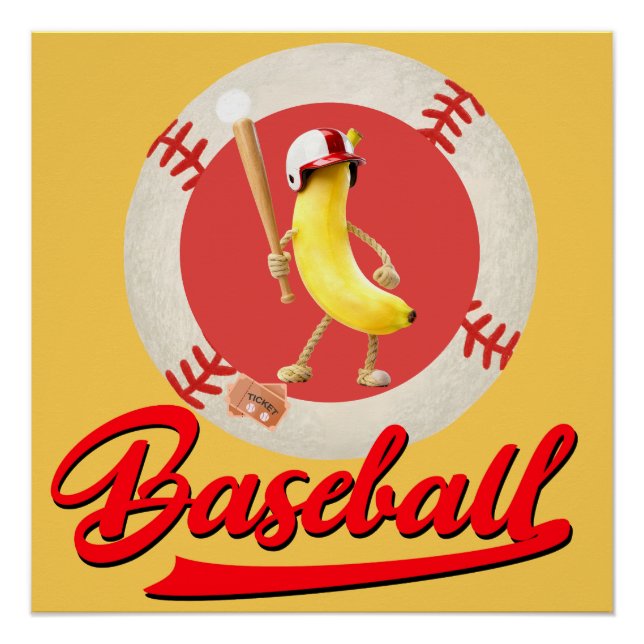 Banana Slugger Funny Baseball Custom Graphic  Poster (Front)