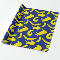 Banana Slugs Bright Yellow, Royal Blue Patterned