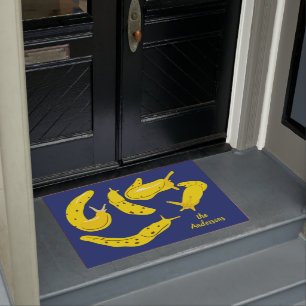 Banana Slugs Graphic Yellow and Blue Personalised Doormat