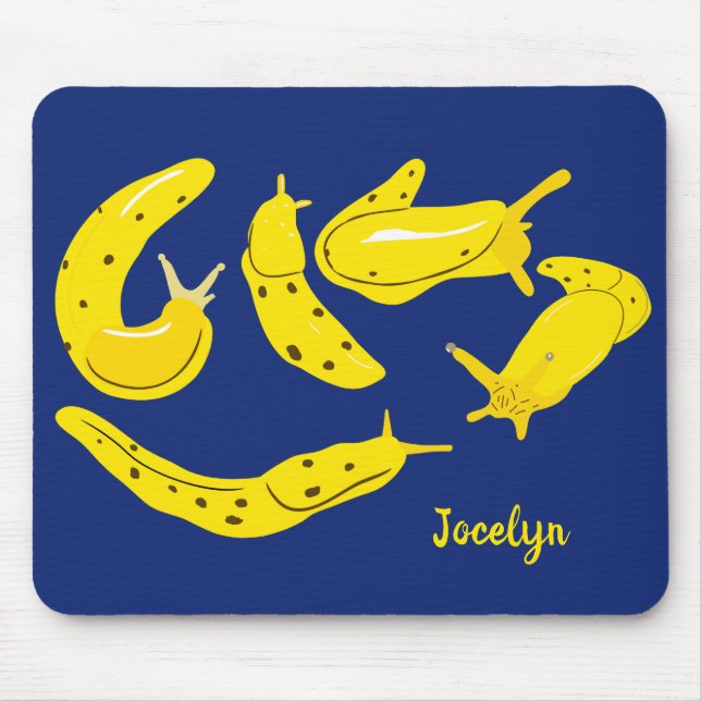 Banana Slugs Yellow and Blue Personalised Mouse Pad (Front)