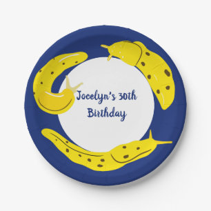 Banana Slugs Yellow and Blue Personalised Paper Plate