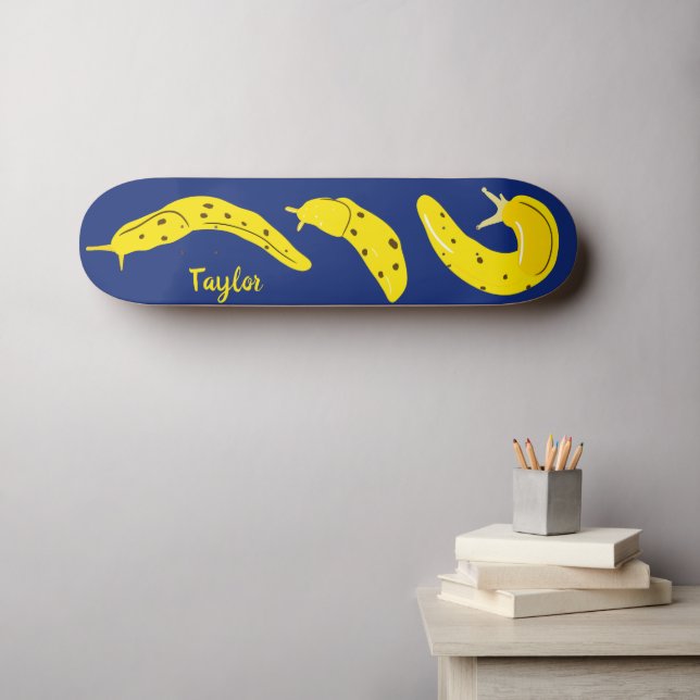 Banana Slugs Yellow and Royal Blue Personalised Skateboard (Wall Art (Horz))