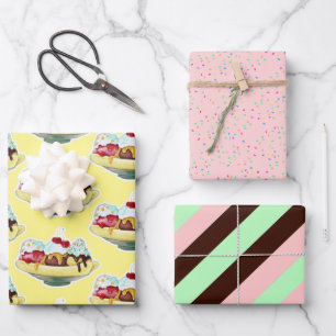 Banana Split Birthday Wrapping Paper Sheets