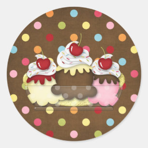 banana split classic round sticker
