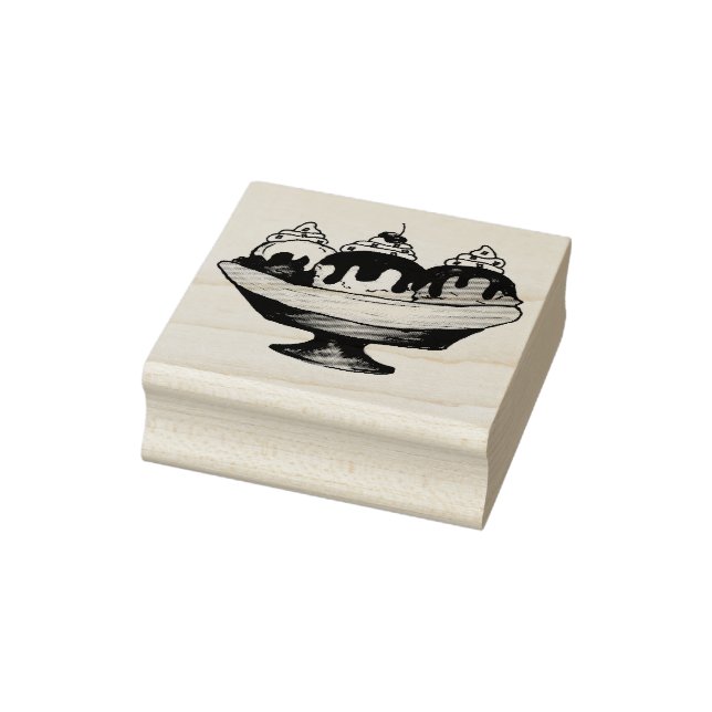 Banana Split Ice Cream Sundae Dessert Foodie Rubber Stamp (Stamp)