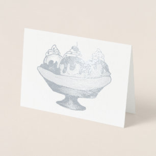 Banana Split Ice Cream Sundae Social Food Dessert Foil Card