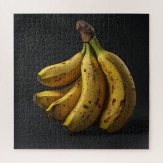 Banana Stack in a Pure Dark Black Background Jigsaw Puzzle