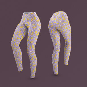 Banana Stripe Vector Pattern   Purple Leggings