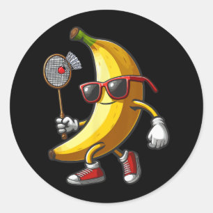 Banana Sungles Playing Badminton Funny Fruit Sport Classic Round Sticker