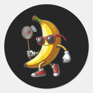 Banana Sungles Playing Badminton Funny Fruit Sport Classic Round Sticker