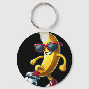 Banana Sungles Playing Soccer Funny Fruit Sport Pl Key Ring
