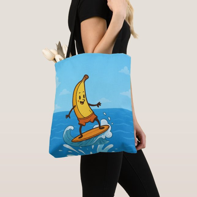Banana Surfer Tote Bag (Close Up)