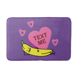 Banana Text Me Valentine smiling laying down Bath Mat