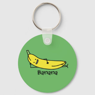 Banana that's smiling, laying down and relaxing key ring