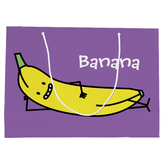 Banana that's smiling, laying down and relaxing large gift bag (Back)
