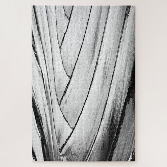 Banana Tree Bark Puzzle - Monochrome Jigsaw (Vertical)