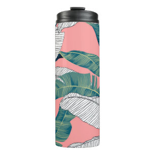 Banana Tree Botanical: Bright Red Seamless Thermal Tumbler