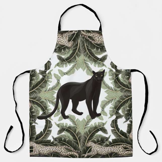 Banana Tree Cheetah Tropical Pattern Apron (Front)