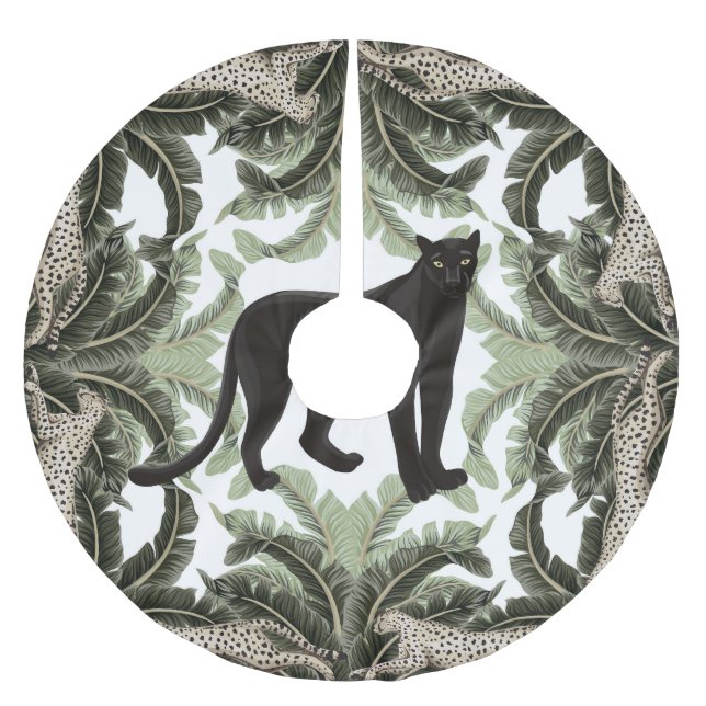 Banana Tree Cheetah Tropical Pattern Brushed Polyester Tree Skirt (Front)