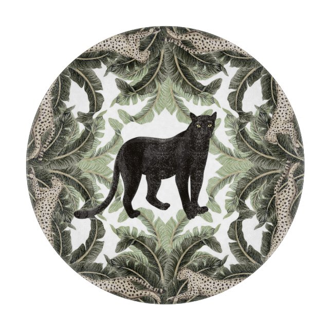 Banana Tree Cheetah Tropical Pattern Cutting Board (Front)