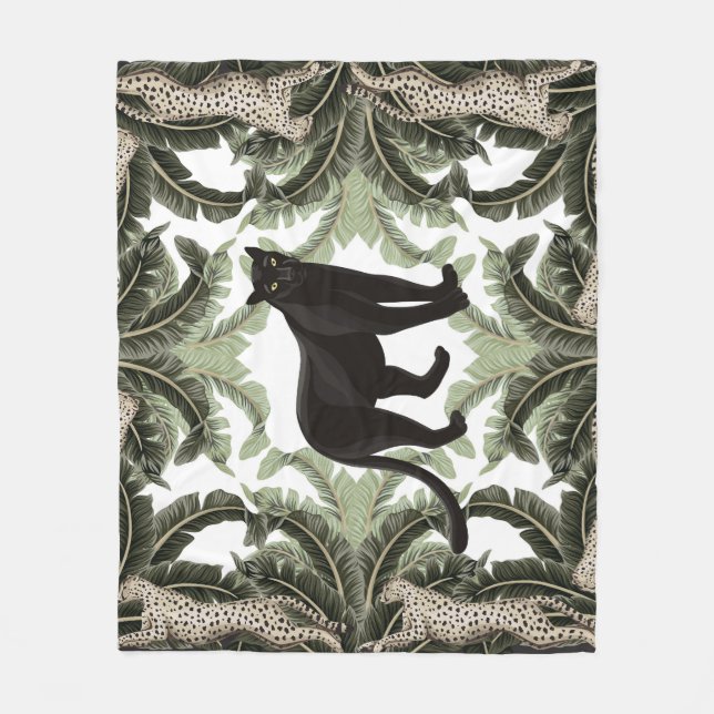 Banana Tree Cheetah Tropical Pattern Fleece Blanket (Front)