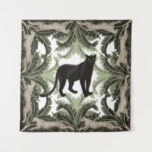Banana Tree Cheetah Tropical Pattern Tapestry