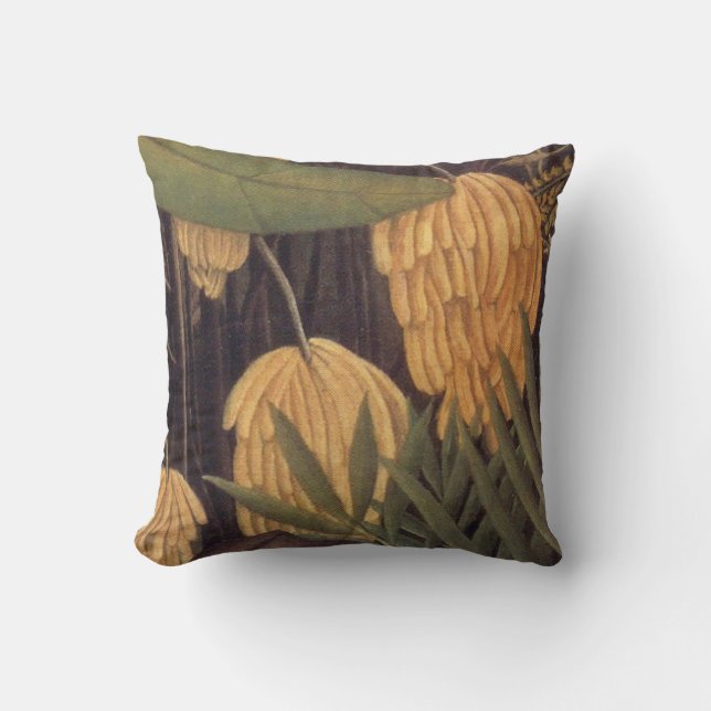 Banana Tree Jungle with Oranges by Henri Rousseau Cushion (Front)
