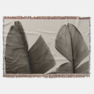 Banana Tree Leaves in Sepia Throw Blanket