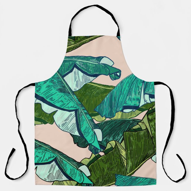 Banana tropical Leaves seamless Pattern Apron (Front)