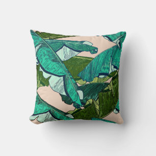 Banana tropical Leaves seamless Pattern Cushion