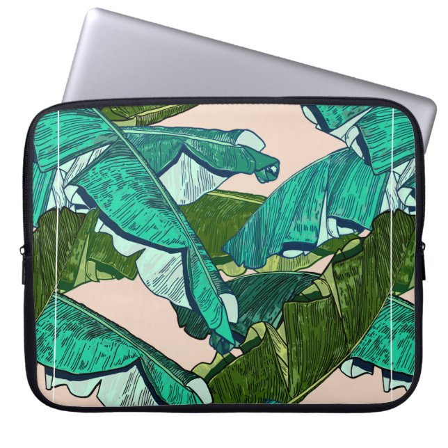 Banana tropical Leaves seamless Pattern Laptop Sleeve (Front)