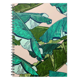 Banana tropical Leaves seamless Pattern Notebook