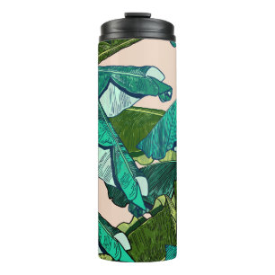 Banana tropical Leaves seamless Pattern Thermal Tumbler
