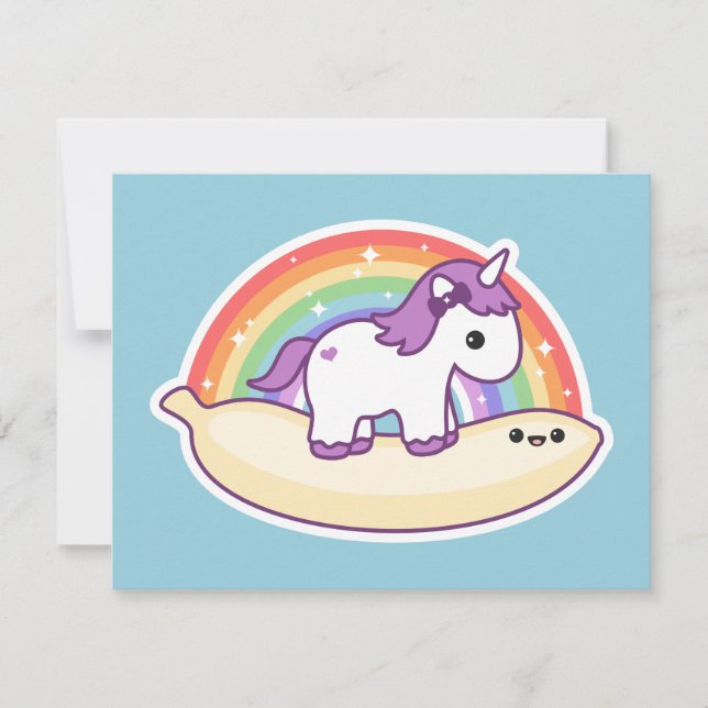 Banana Unicorn Birthday Party Invitations (Front)