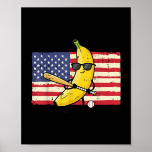 Banana Us Flag Funny Fruit Patriotic Men Boys Kids Poster