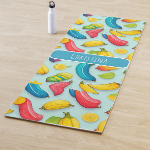 Banana Watercolor Colourful Personalised Pattern Yoga Mat