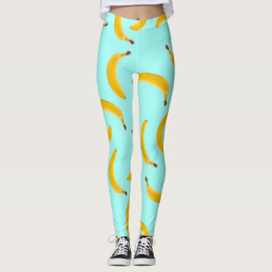 Banana with light blue background leggings