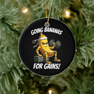 banana working out ceramic ornament