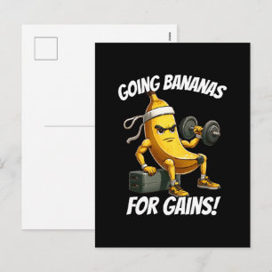 banana working out holiday postcard